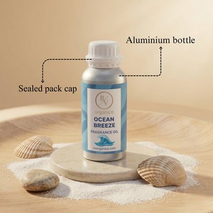“Ocean breeze fragrance oil sealed aluminium bottle leak proof premium packaging”