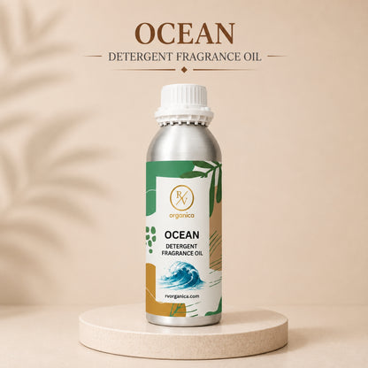 Ocean Detergent Fragrance Oil with a fresh aquatic and laundry-inspired aroma, offering a crisp, clean, and long-lasting fragrance ideal for detergents, fabric care, soaps, candles, and home fragrance products.