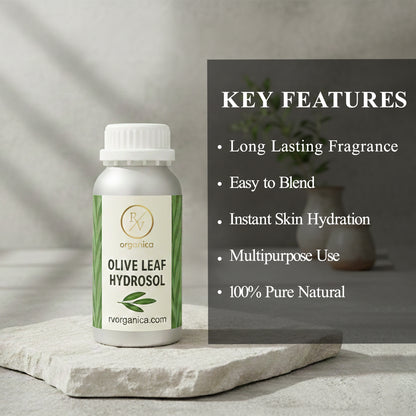 Olive Leaf Hydrosol natural skin mist with long lasting fragrance, instant hydration and multipurpose skincare use