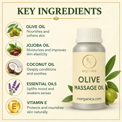 Key ingredients in olive massage oil for skin nourishment and care