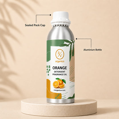 Sealed aluminium bottle of Orange Detergent Fragrance Oil, ensuring purity, freshness, leak-proof packaging, and premium fragrance quality for bulk and personal use.