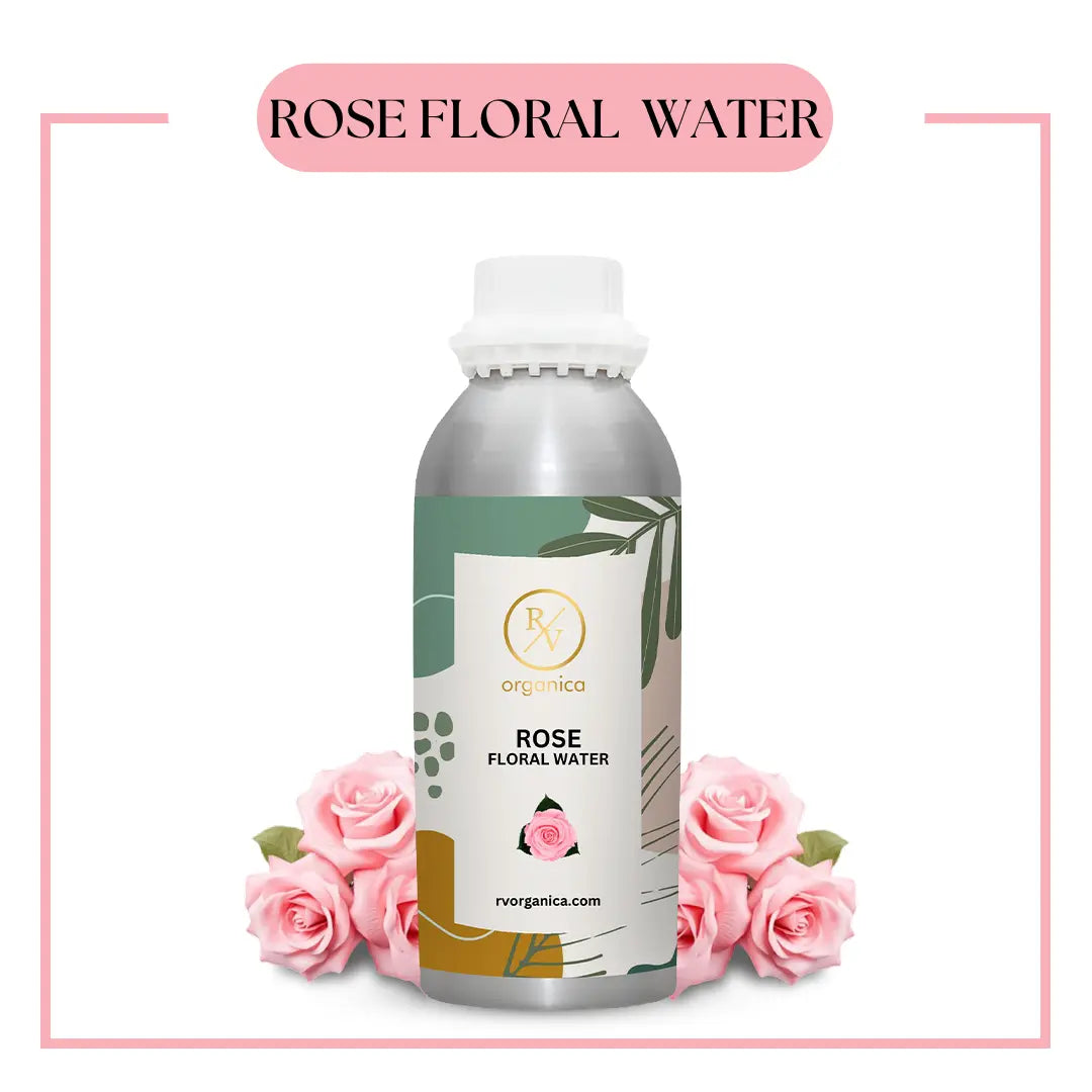 Pure organic rose floral water (gulab jal) by RV Organica - 100% natural steam-distilled rose water for skin toning and hydration