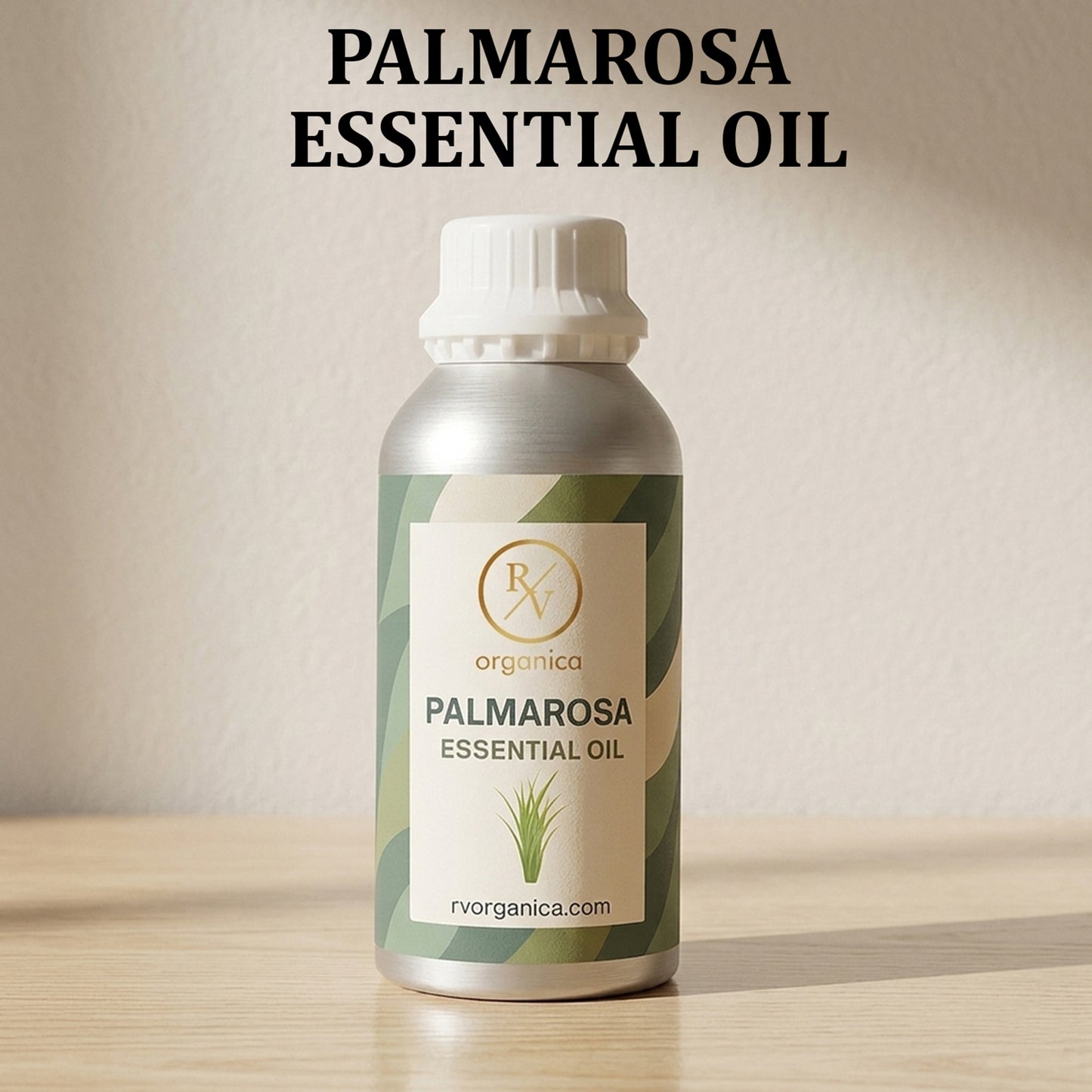Palmarosa Essential Oil bottle with label pure natural aromatic therapeutic essential oil
