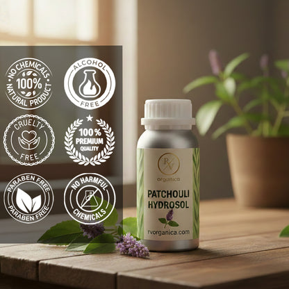 Patchouli Hydrosol 100 percent natural skincare product, paraben free, alcohol free, cruelty free and chemical free herbal facial toner.