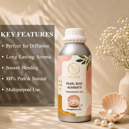 Key features of Pearl Burst Agarbatti Fragrance Oil include a fresh luxurious incense aroma, long-lasting fragrance, strong scent diffusion, IFRA compliant, premium quality, and multipurpose use for agarbatti, candles, soaps, perfumes, and home fragrance products.