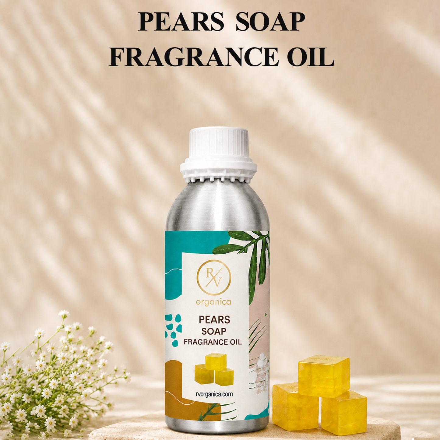 Pears Soap Fragrance Oil with a fresh, clean, and mild floral aroma, offering a refreshing and long-lasting fragrance ideal for handmade soaps, liquid soaps, body washes, candles, and personal care products.