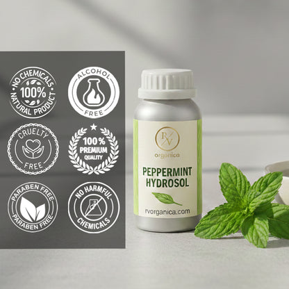 Peppermint Hydrosol 100 percent natural skincare product, paraben free, alcohol free, cruelty free and chemical free herbal facial toner.