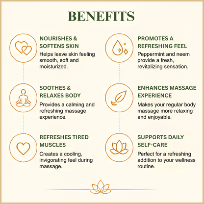 Benefits of peppermint neem massage oil - deep skin nourishment, relaxation and glowing radiant skin