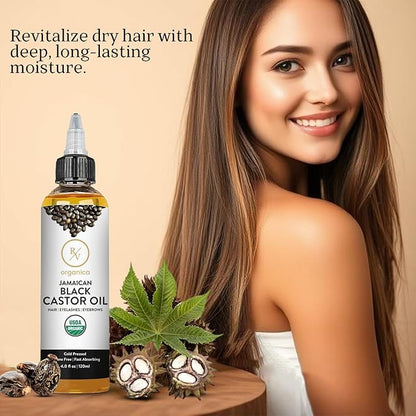 Premium Jamaican black castor oil for hair care by RV Organica