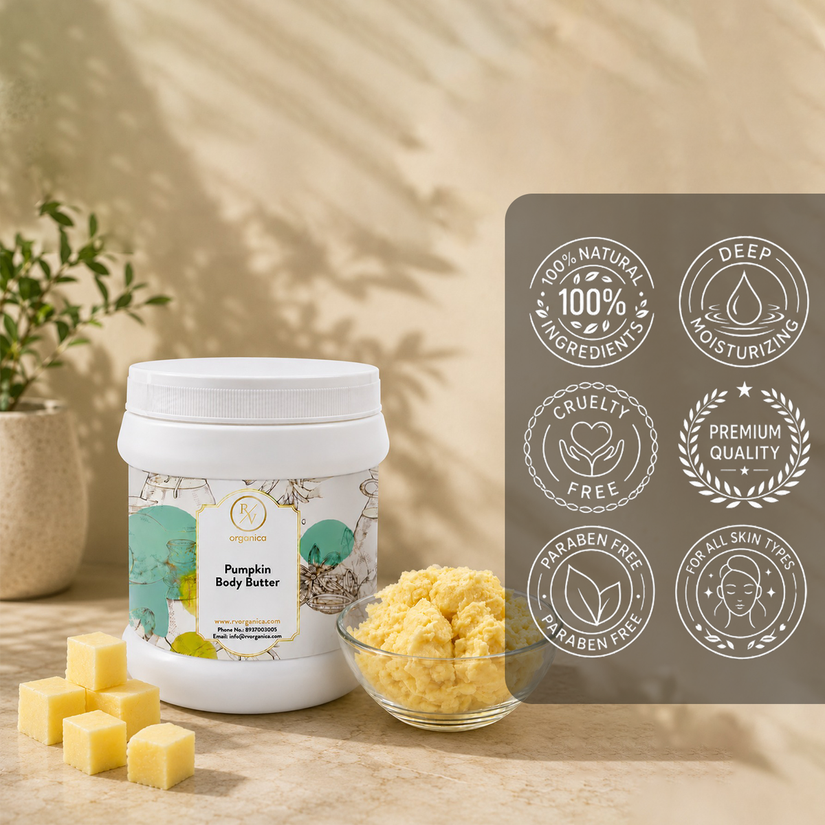 RV Organica Pumpkin Body Butter with 100% natural ingredients and deep moisturizing care