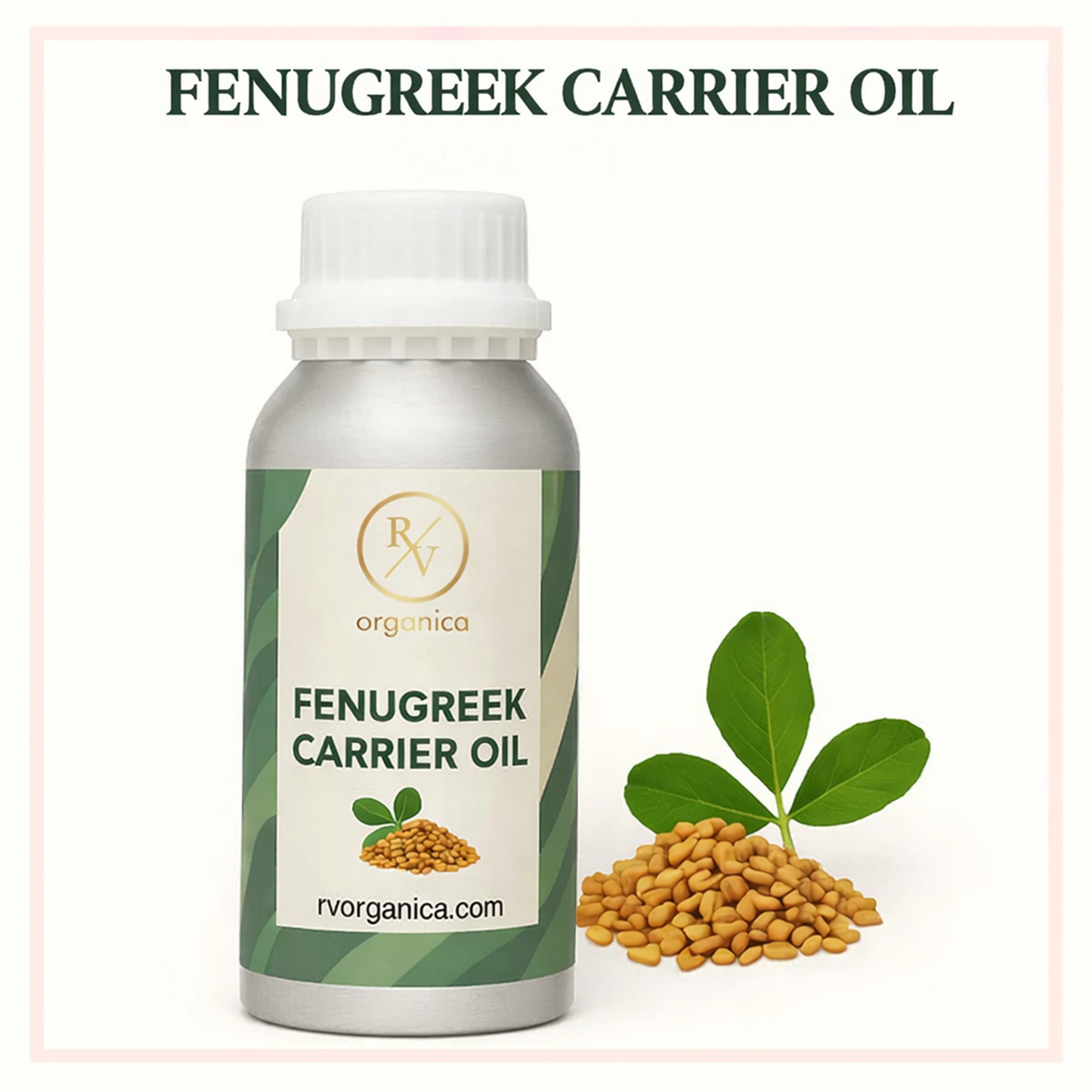 Fenugreek carrier oil in glass bottle for cosmetic use