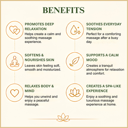 Benefits of relaxation massage oil - deep skin nourishment, relaxation and glowing radiant skin