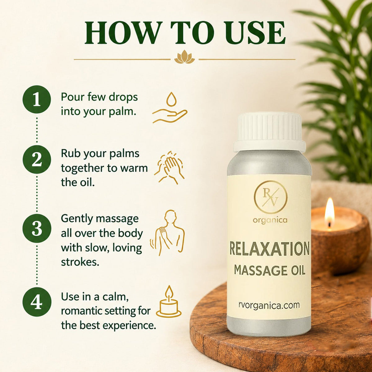 How to use relaxation massage oil - step by step guide for warming and applying oil