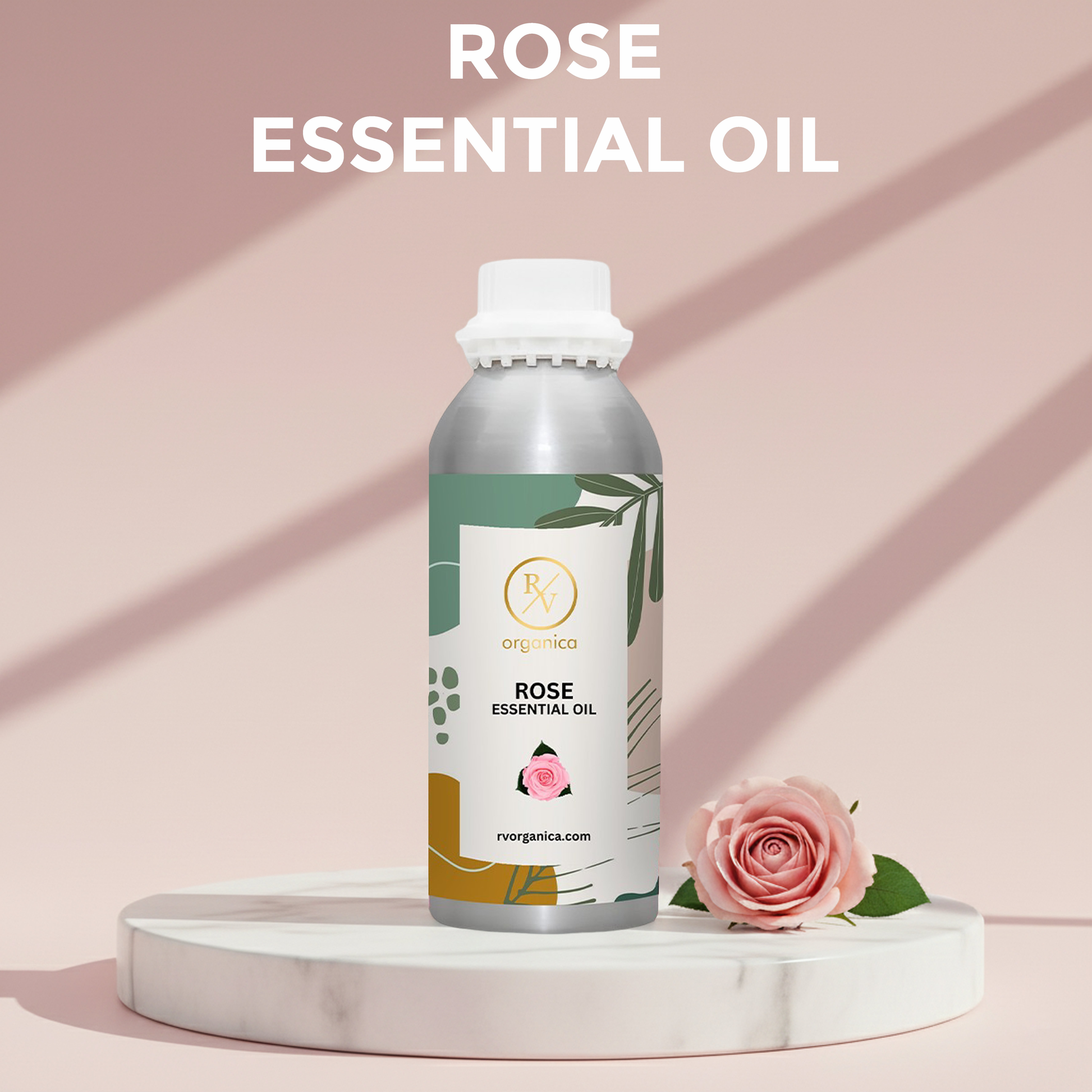 Rose Essential Oil sealed packed aluminium bottle with secure cap packaging