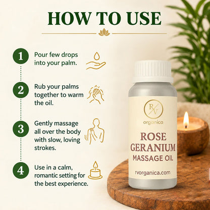 How to use rose geranium massage oil - step by step guide for warming and applying oil