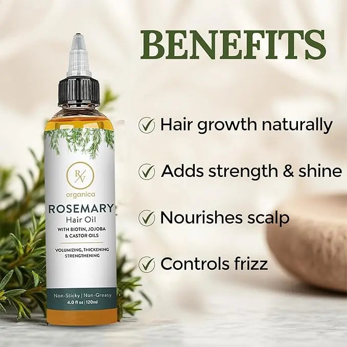 Rosemary hair oil for vibrant and shiny hair by RV Organica