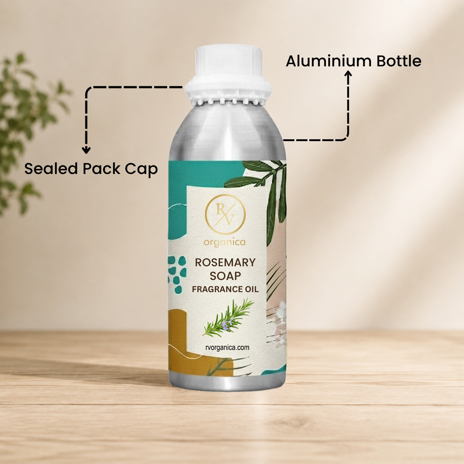 Sealed aluminium bottle of Rosemary Soap Fragrance Oil with secure packaging, helping maintain freshness and premium fragrance quality.