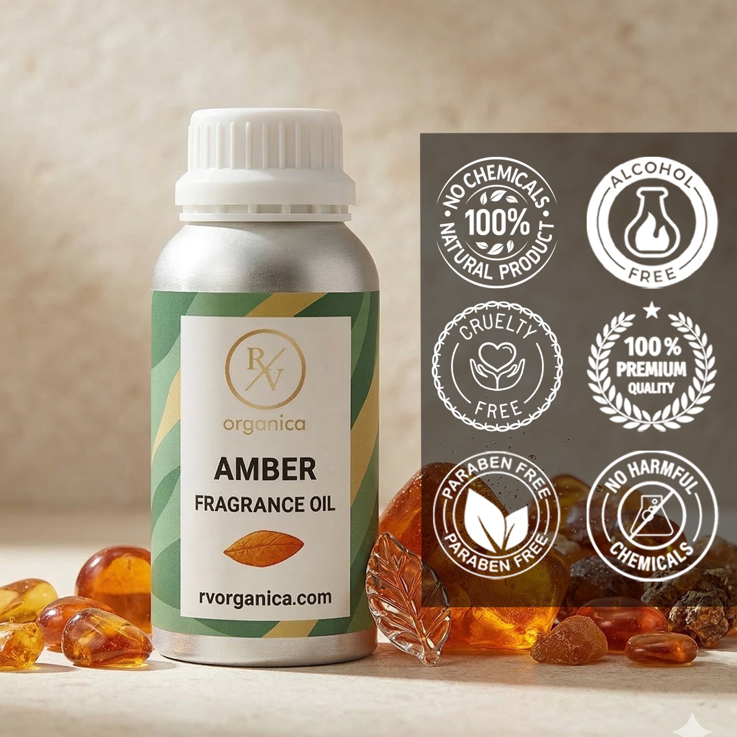 RV Organica amber fragrance oil paraben free chemical free cruelty free natural product