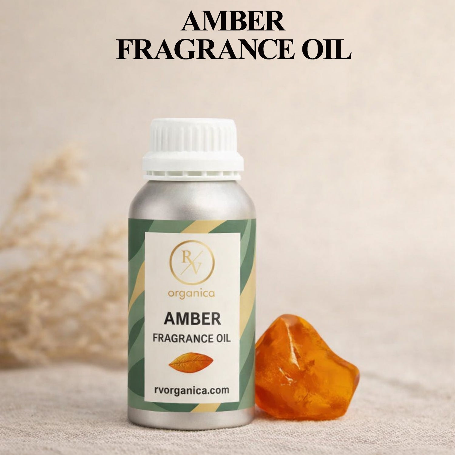 RV Organica amber fragrance oil original product bottle with label packaging