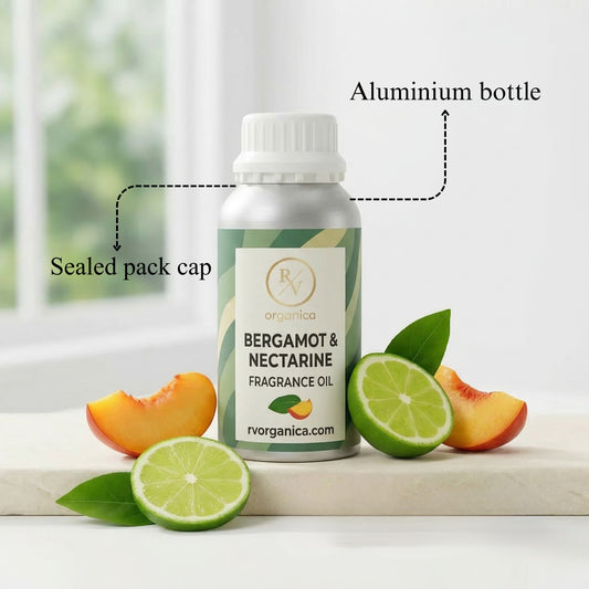 RV Organica bergamot and nectarine fragrance oil sealed aluminium bottle packaging pure safe and premium quality product - second image
