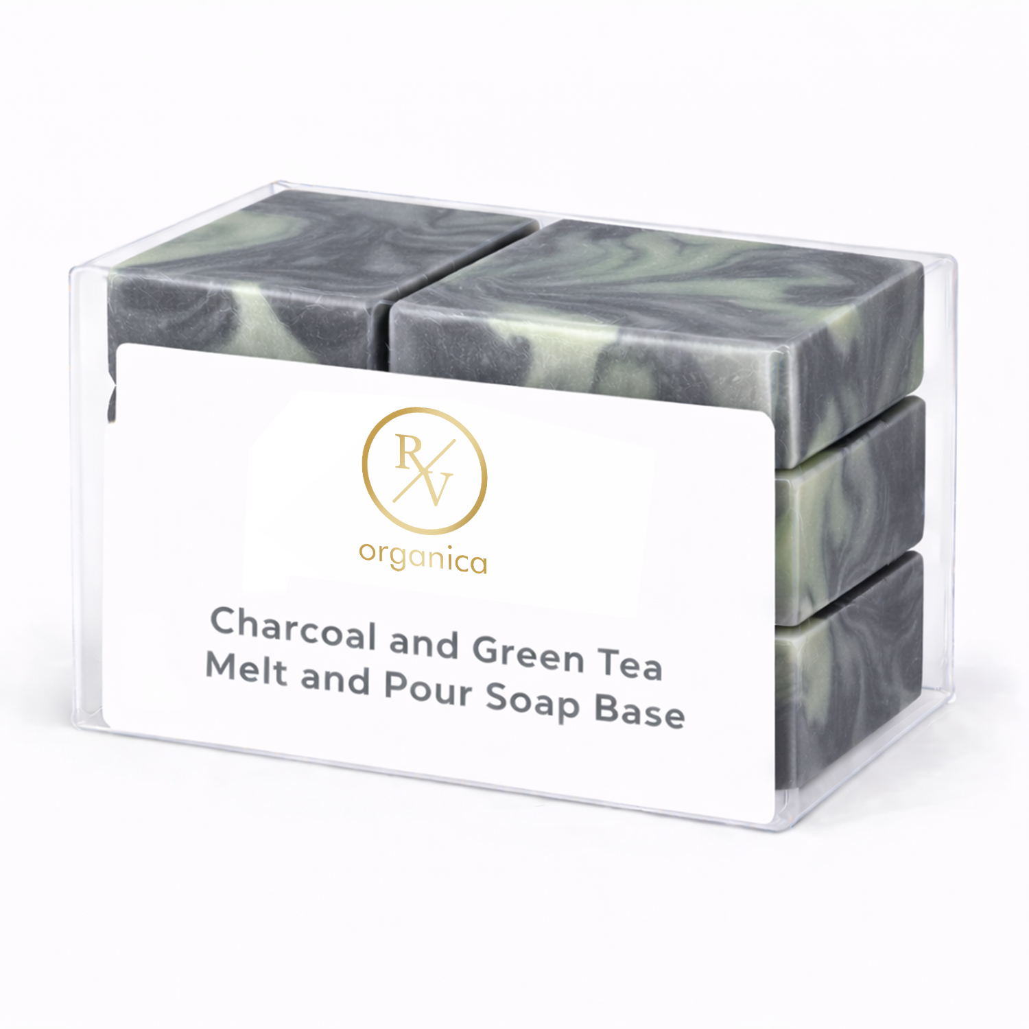 RV Organica charcoal and green tea melt and pour soap base for detoxifying and antioxidant rich soap making
