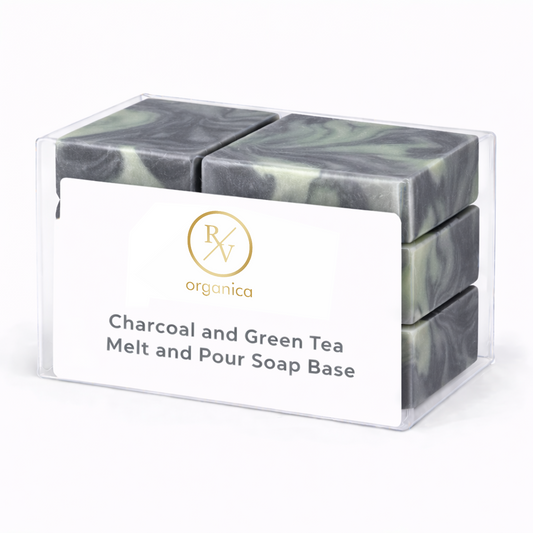 RV Organica charcoal and green tea melt and pour soap base for detoxifying and antioxidant rich soap making