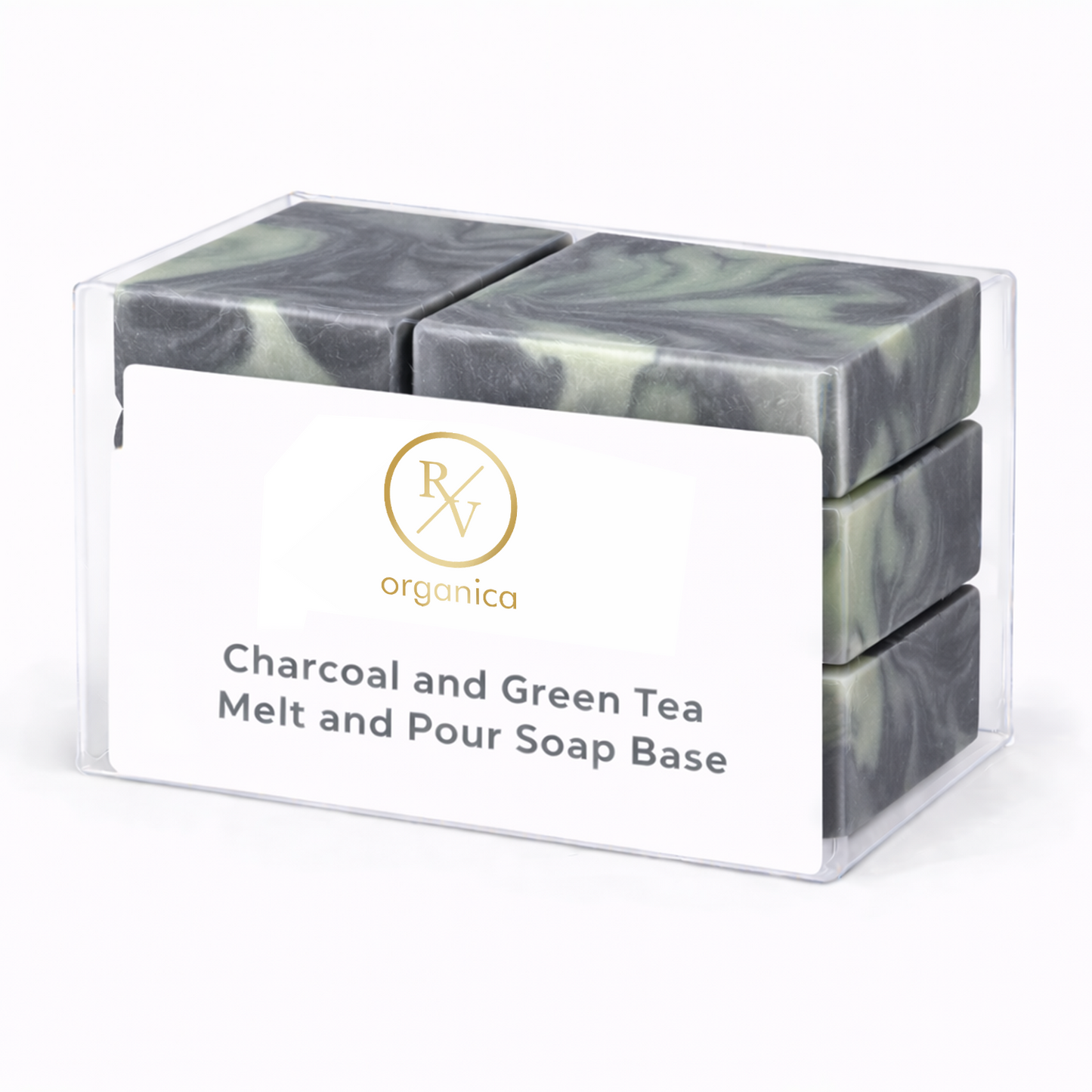 RV Organica charcoal and green tea melt and pour soap base for detoxifying and antioxidant rich soap making
