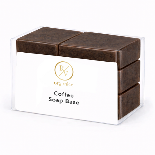 RV Organica coffee soap base for melt and pour exfoliating and energizing skin care soap making