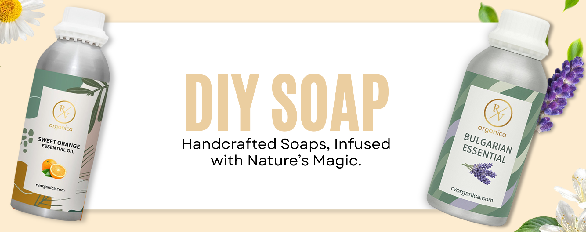 RV Organica DIY soap making oils — Sweet Orange and Bulgarian essential oils for handcrafted natural soaps