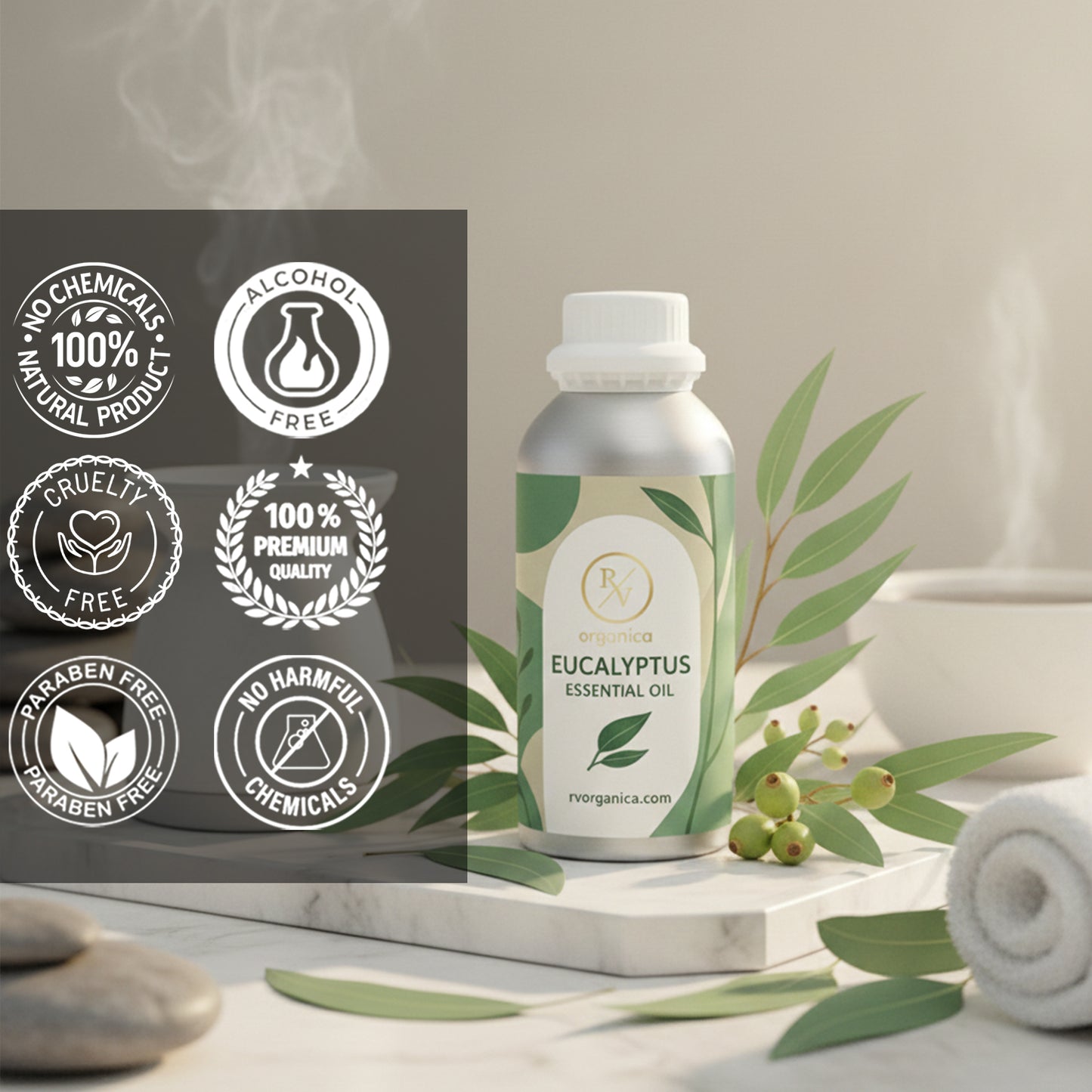 RV Organica eucalyptus essential oil paraben free chemical free cruelty free natural product