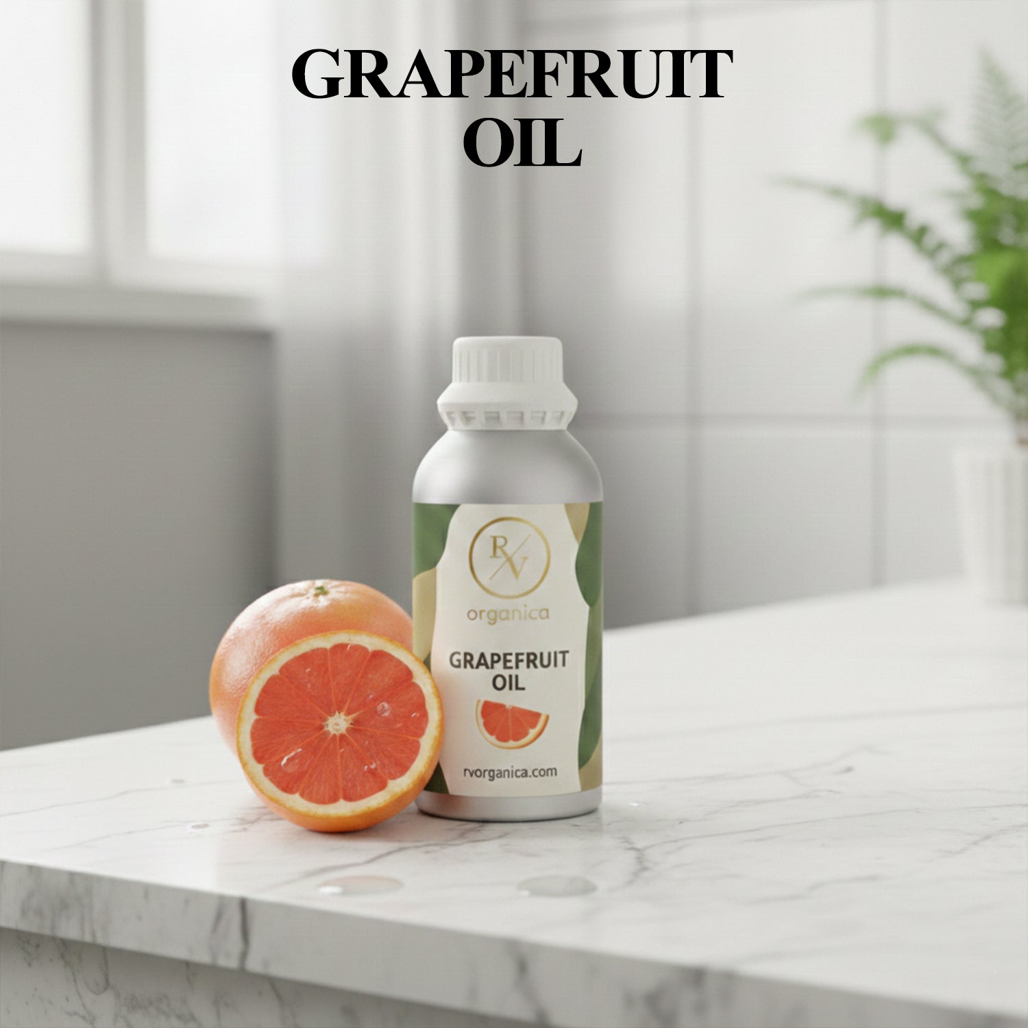 RV Organica grapefruit essential oil original product bottle with label packaging