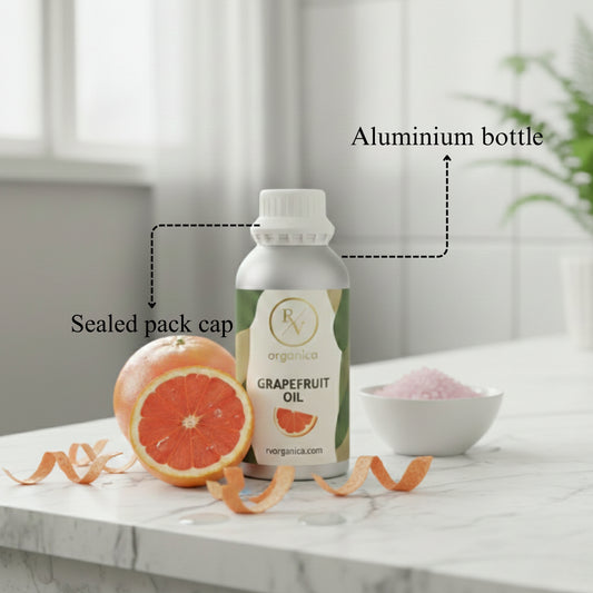 RV Organica grapefruit essential oil sealed aluminium bottle packaging pure and safe product - second image
