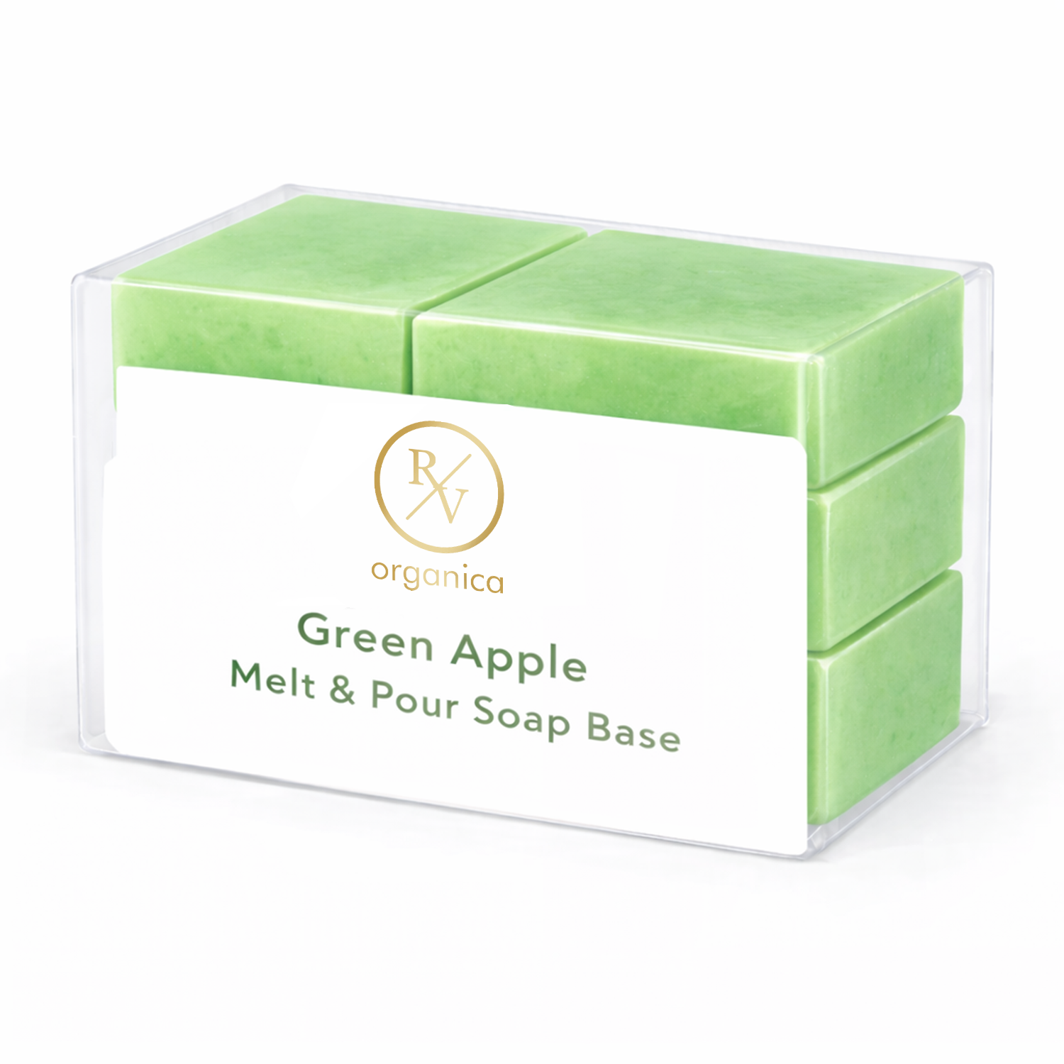 RV Organica green apple melt and pour soap base for refreshing and brightening skin care soap making