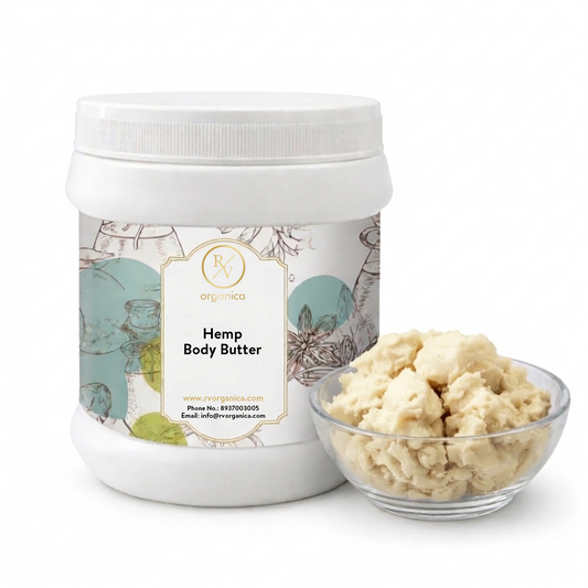 RV Organica hemp body butter for deep moisturizing and soothing dry irritated skin
