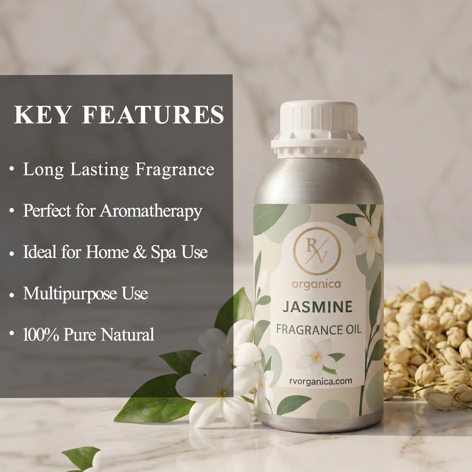 RV Organica jasmine fragrance oil key features and benefits for perfume candle and soap making