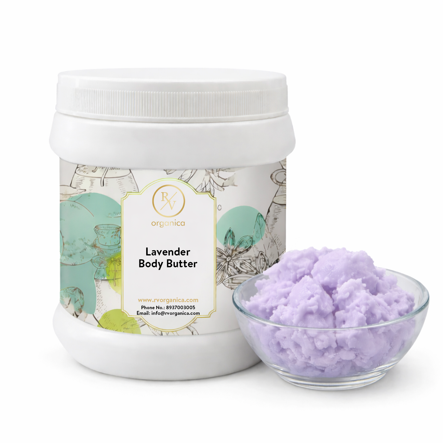 RV Organica lavender body butter for calming and soothing dry sensitive skin