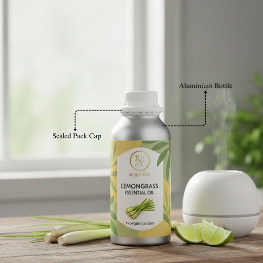 RV Organica lemongrass essential oil sealed aluminium bottle packaging pure and safe product - second image
