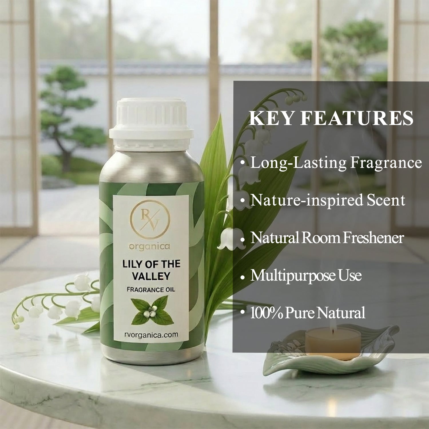 RV Organica lily of the valley fragrance oil key features and benefits for perfume candle soap making and home fragrance use