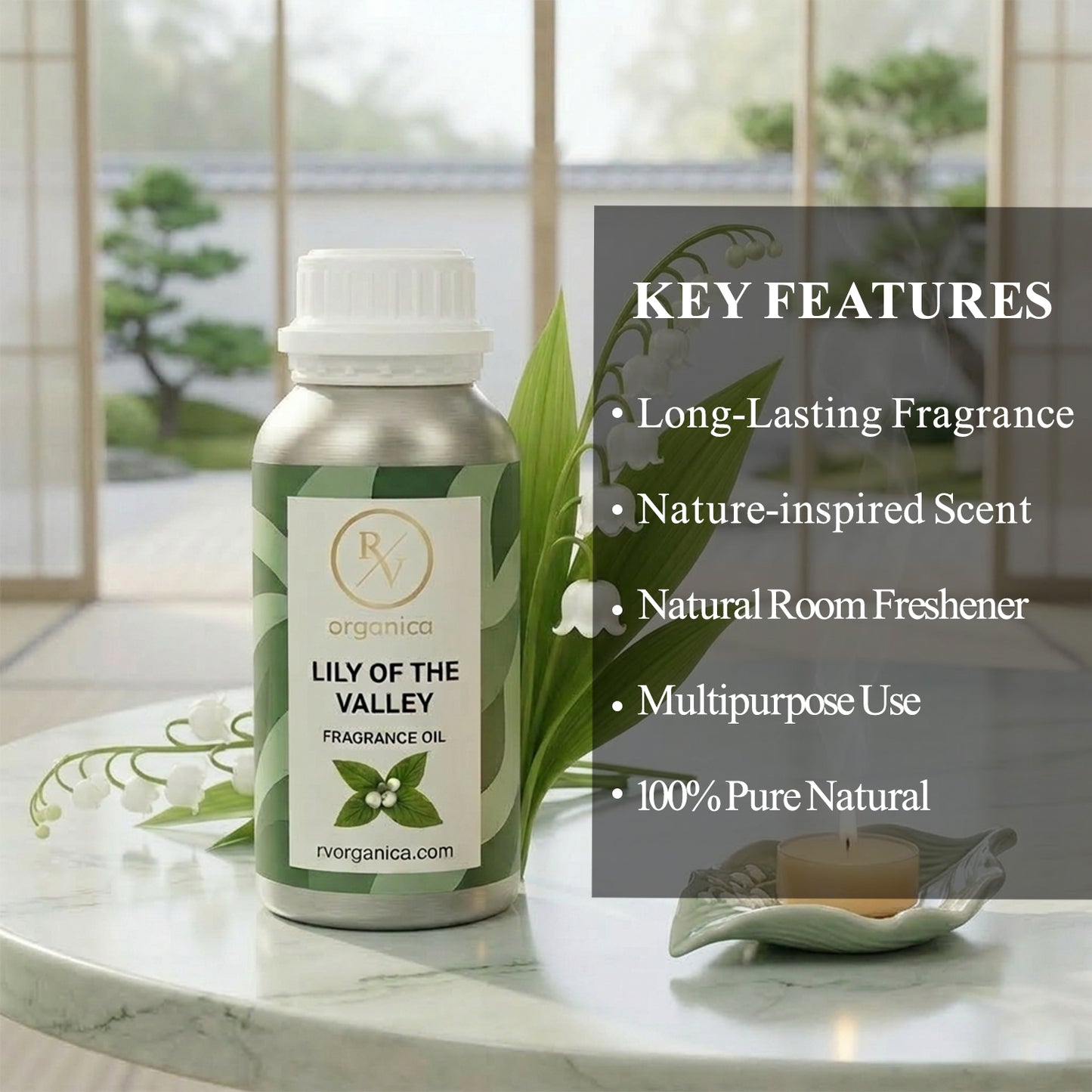 RV Organica lily of the valley fragrance oil key features and benefits for perfume candle soap making and home fragrance use