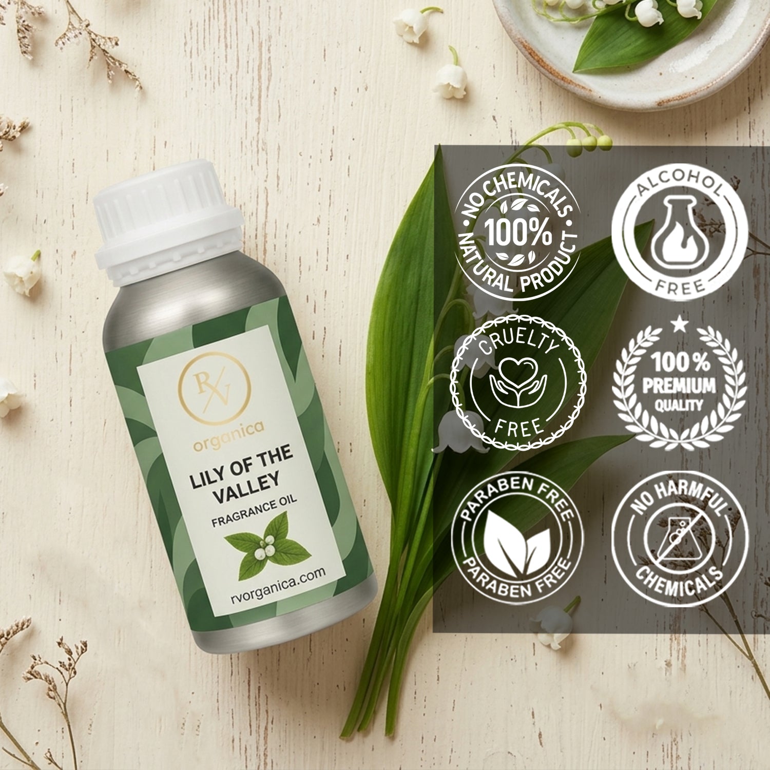RV Organica lily of the valley fragrance oil paraben free chemical free cruelty free and natural product