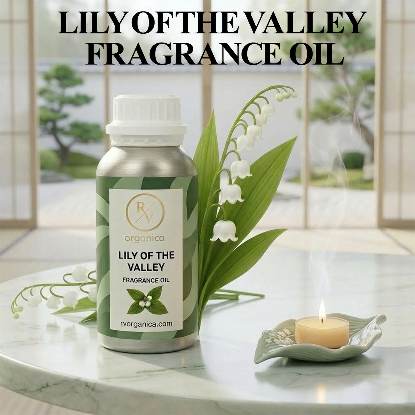 RV Organica lily of the valley fragrance oil original product bottle with label packaging