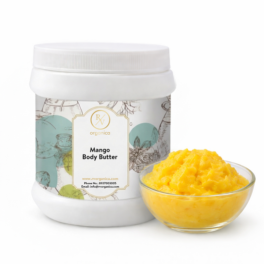 RV Organica mango body butter for deep hydration and natural glowing skin