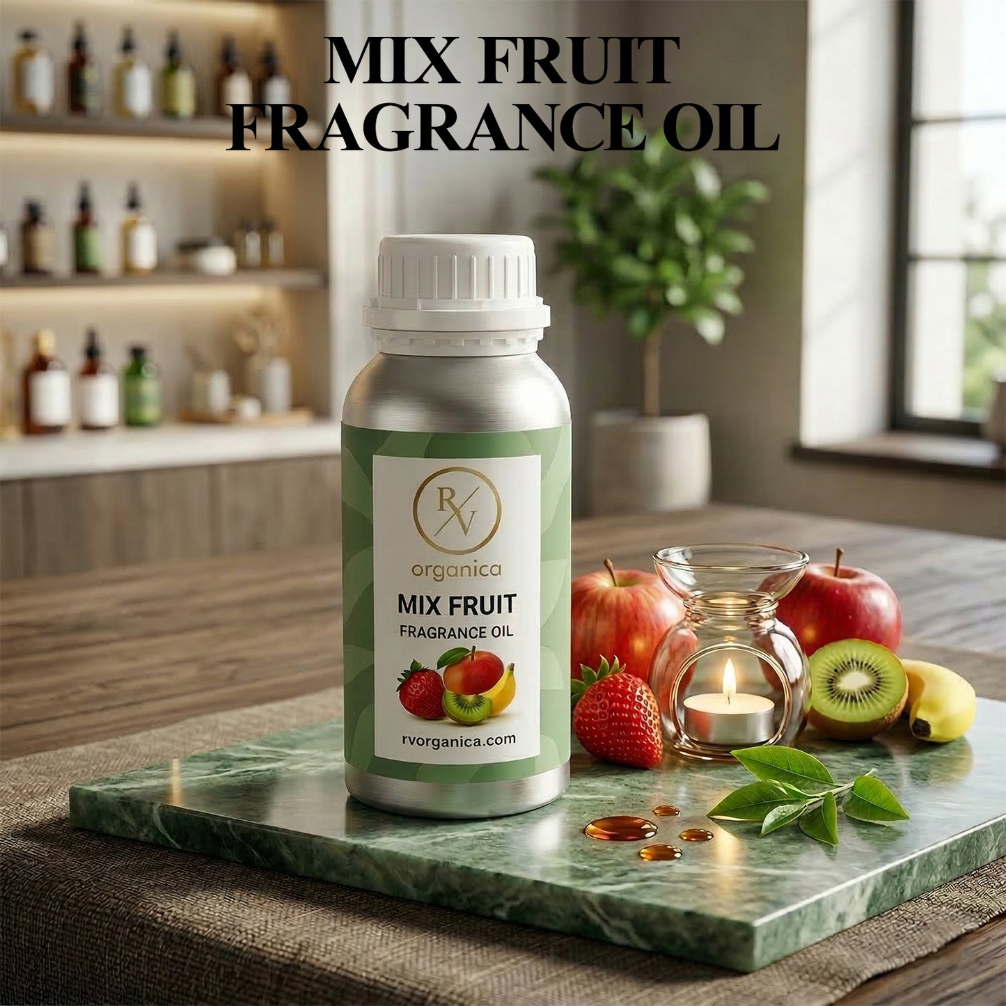 RV Organica mix fruit fragrance oil original product bottle with label packaging