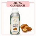 A professional bottle of RV Organica pure cold-pressed argan oil used for hair frizz control and facial skin hydration.