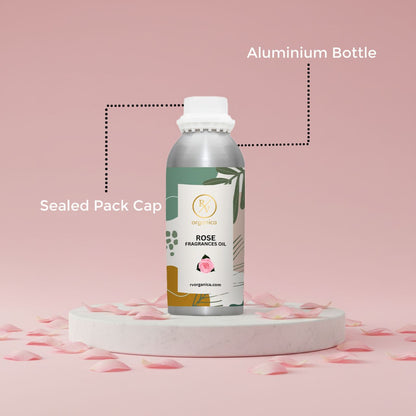 RV Organica rose fragrance oil sealed aluminium bottle packaging pure safe and premium quality product