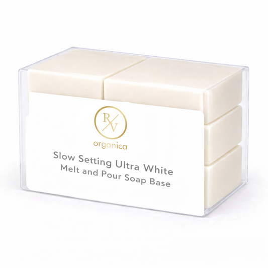 RV Organica slow setting ultra white melt and pour soap base for smooth finish and easy soap making