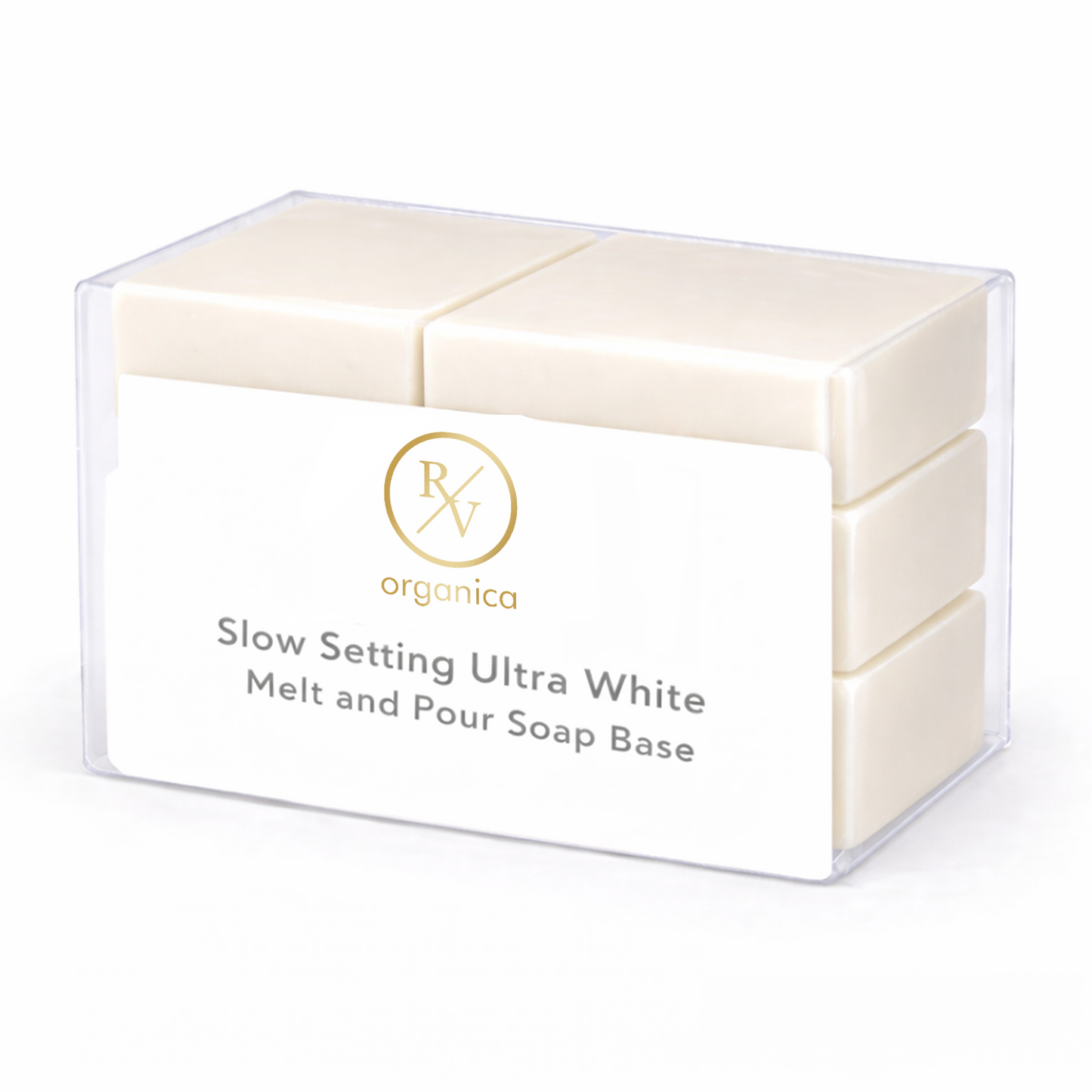 RV Organica slow setting ultra white melt and pour soap base for smooth finish and easy soap making