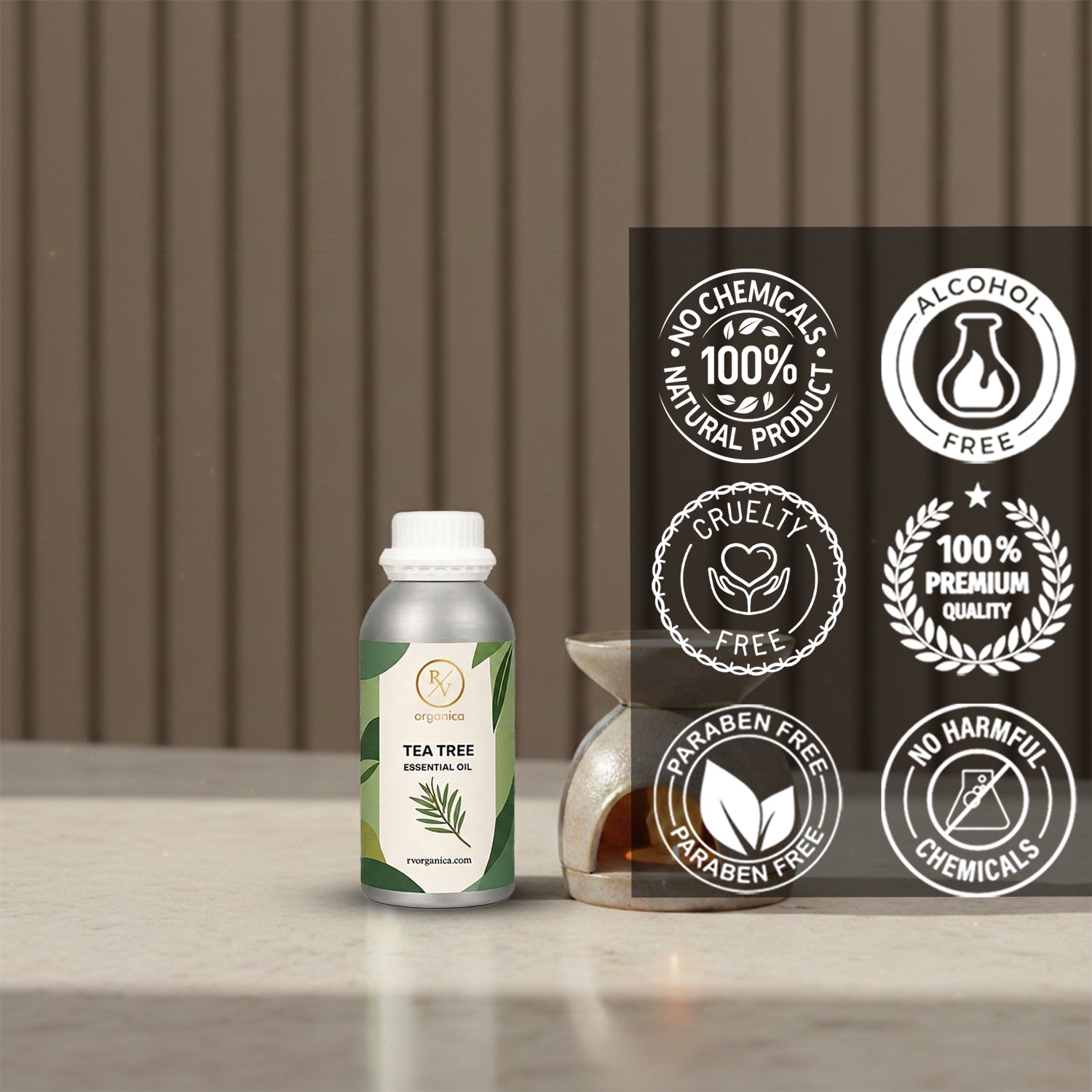 RV Organica tea tree essential oil paraben free chemical free cruelty free and natural product