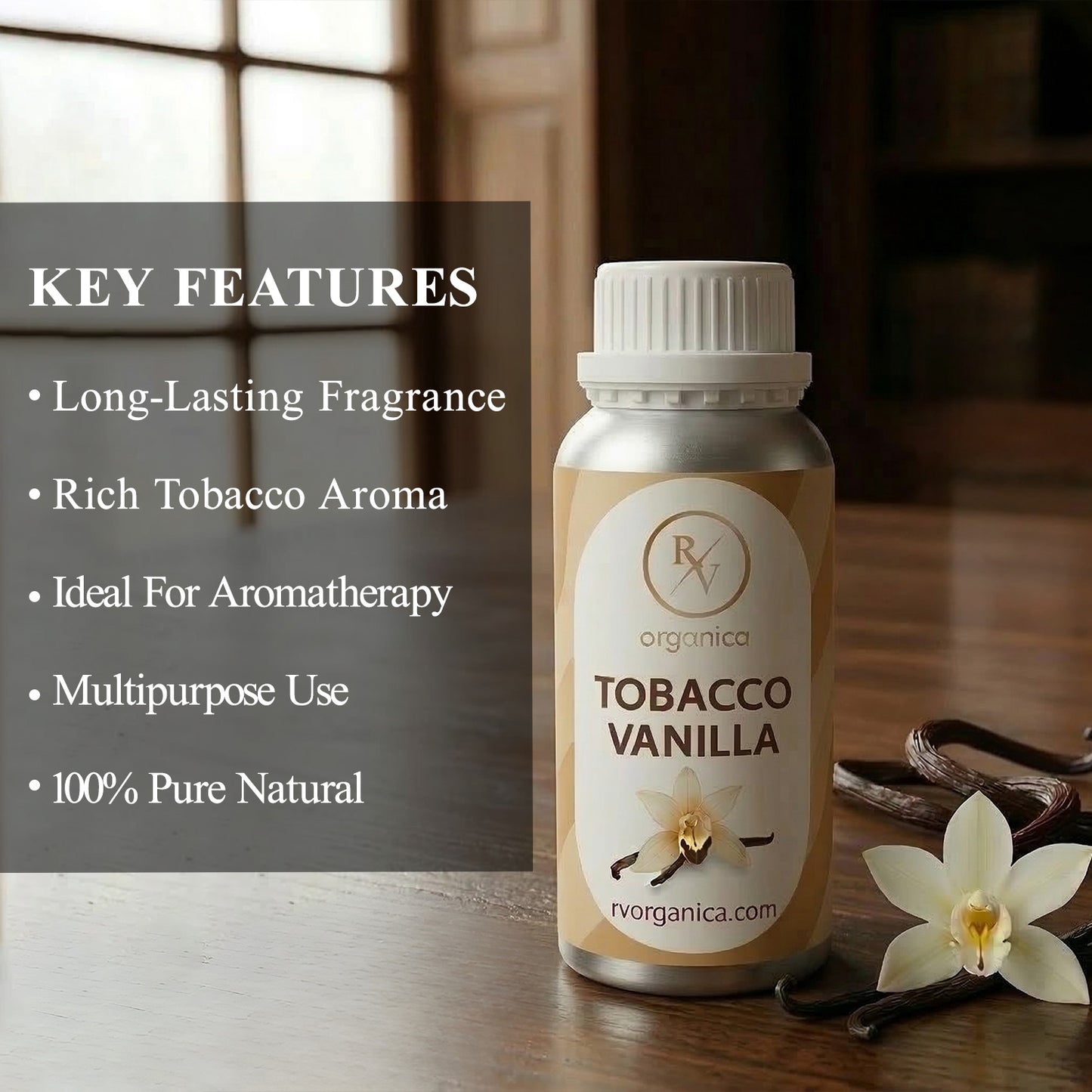 RV Organica tobacco vanilla fragrance oil key features and benefits for perfume candle soap making and home fragrance use
