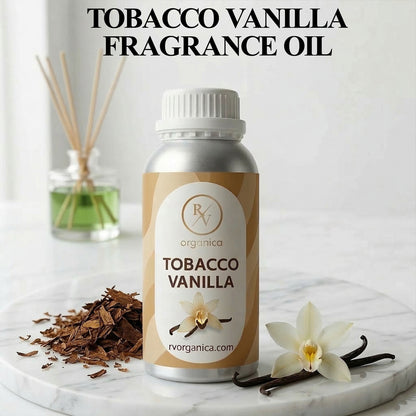 RV Organica tobacco vanilla fragrance oil original product bottle with label and packaging